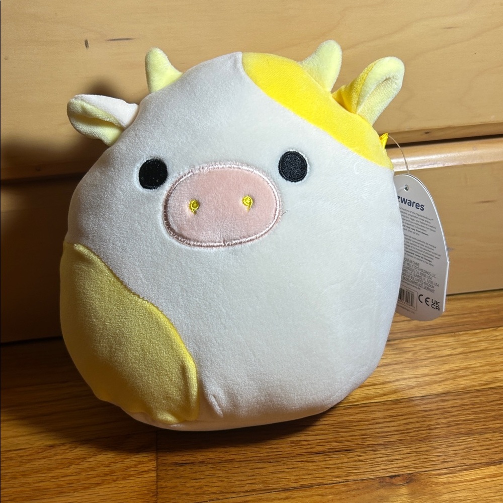 Squishmallows Yellow and White Cow Plush Toy